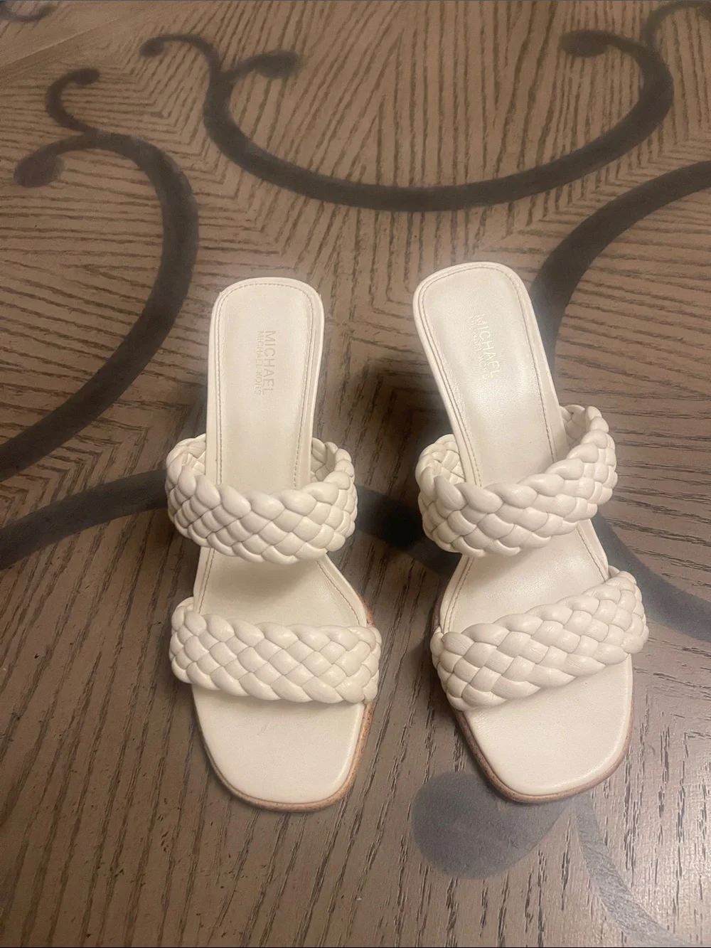 MICHAEL Michael Kors Cream Braided Double-Strap Slide Mules - Picture 2 of 3